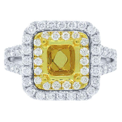 18k Two-tone Gold Diamond Semi-mount Ring - 1.01ct