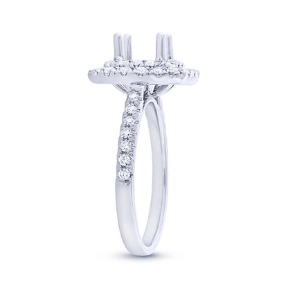 14k White Gold Diamond Semi-mount Ring for 6.5x6.5mm Center - 0.73ct