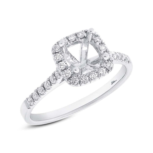 14k White Gold Diamond Semi-mount Ring for 5x5mm Center - 0.30ct
