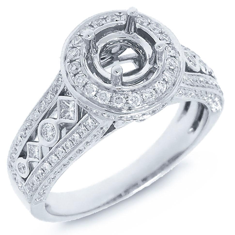 14k White Gold Diamond Semi-mount Ring - 0.69ct