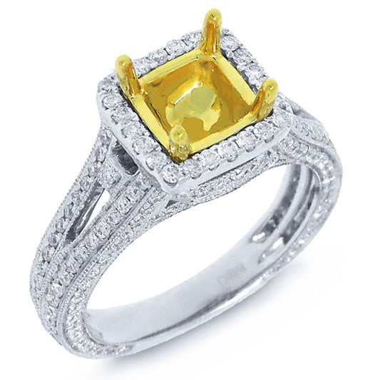 18k Two-tone Gold Diamond Semi-mount Ring - 1.00ct