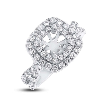 14k White Gold Diamond Semi-mount Ring for 5.5x5.5mm Center - 1.20ct