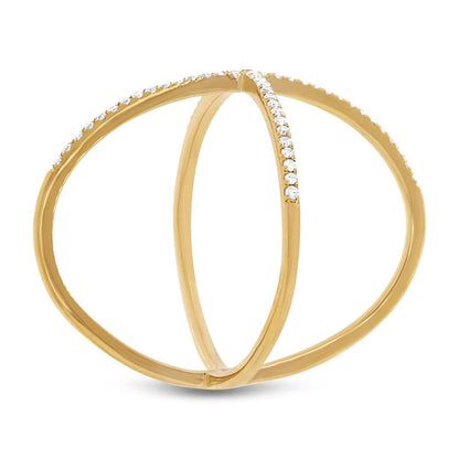 14k Yellow Gold Diamond Lady's ''X'' Ring Size 5 - 0.18ct
