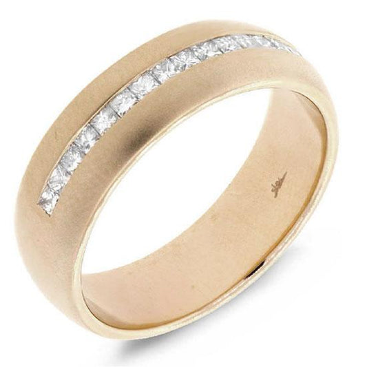 14k Yellow Gold Diamond Princess Cut Men's Band - 0.58ct