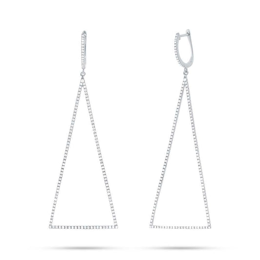 14k White Gold Diamond Triangle Earring - 0.88ct