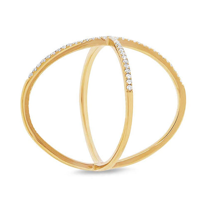 14k Yellow Gold Diamond Lady's ''X'' Ring Size 6 - 0.18ct