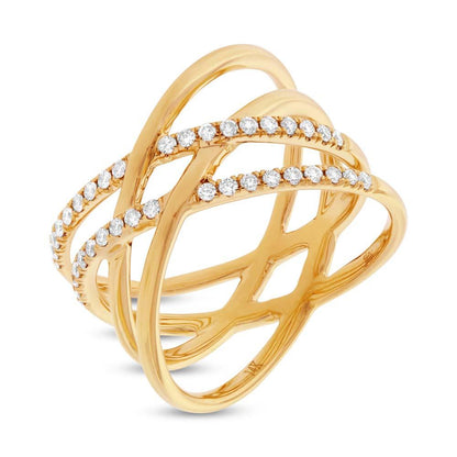 14k Yellow Gold Diamond Bridge Ring - 0.34ct