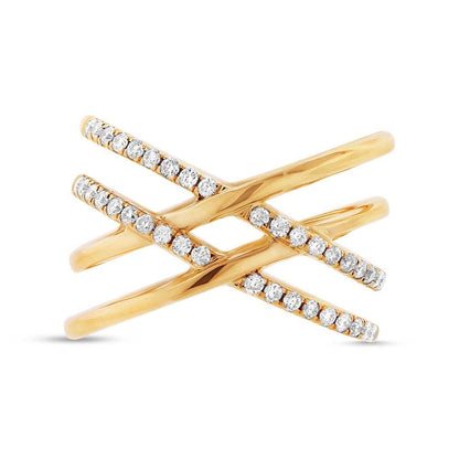 14k Yellow Gold Diamond Bridge Ring - 0.34ct