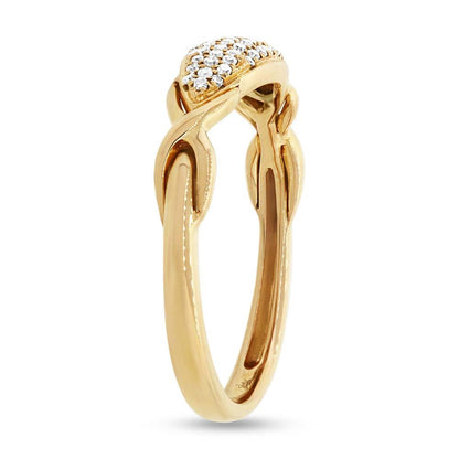 14k Yellow Gold Diamond Pave Lady's Ring - 0.15ct