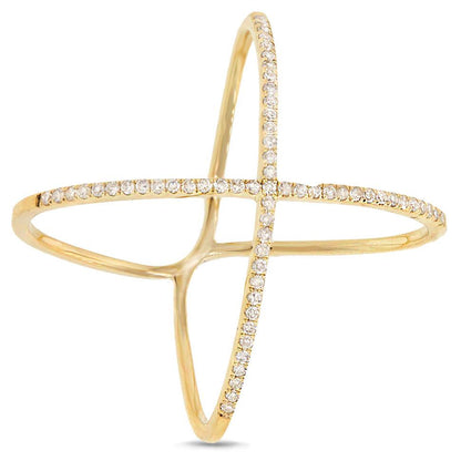 14k Yellow Gold Diamond Lady's ''X'' Ring Size 9 - 0.21ct
