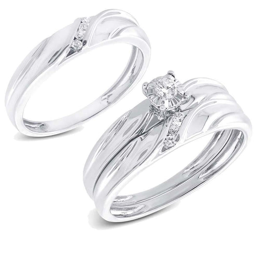 14k White Gold Diamond Trio Set - 0.19ct