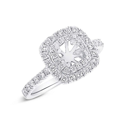 14k White Gold Diamond Semi-mount Ring for 5x5mm Center - 0.62ct
