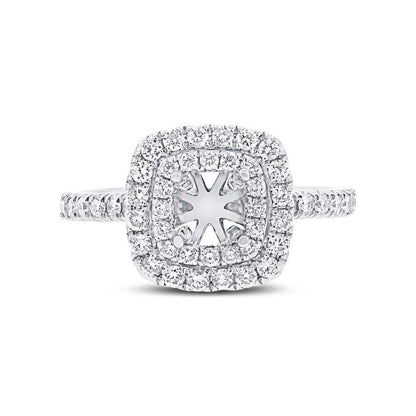 14k White Gold Diamond Semi-mount Ring for 5x5mm Center - 0.62ct