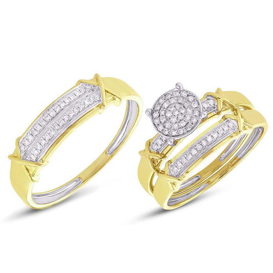 14k Yellow Gold Diamond Trio Set - 0.22ct