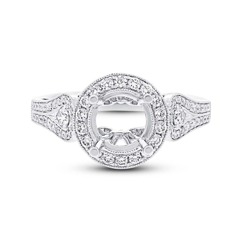 14k White Gold Diamond Semi-mount Ring - 0.58ct