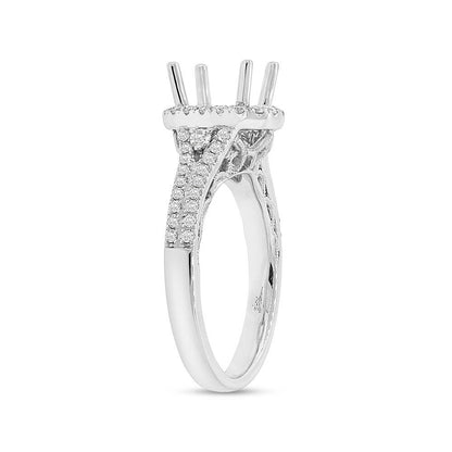 14k White Gold Diamond Semi-mount Ring for 1.50ct Center - 0.52ct