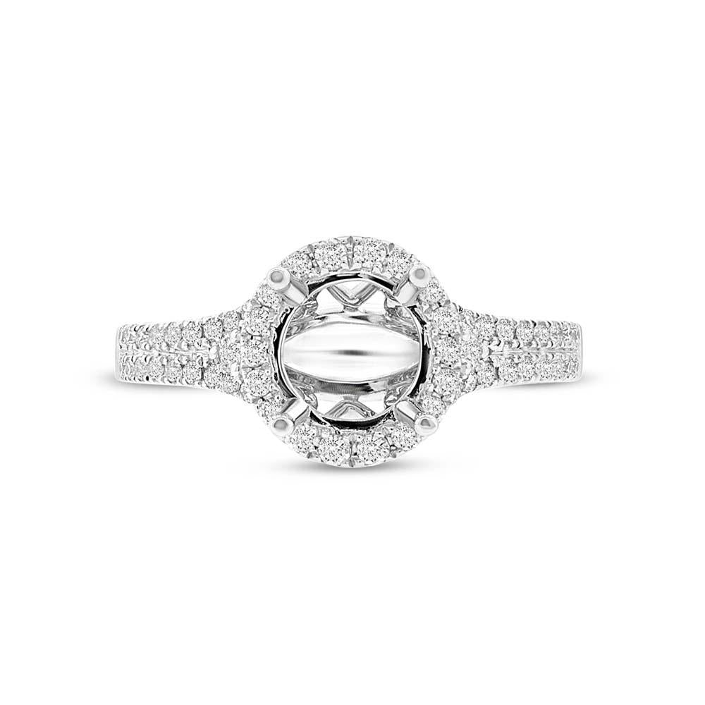 14k White Gold Diamond Semi-mount Ring for 1.50ct Center - 0.52ct