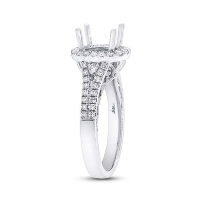 14k White Gold Diamond Semi-mount Ring for 1.75ct Center - 0.60ct