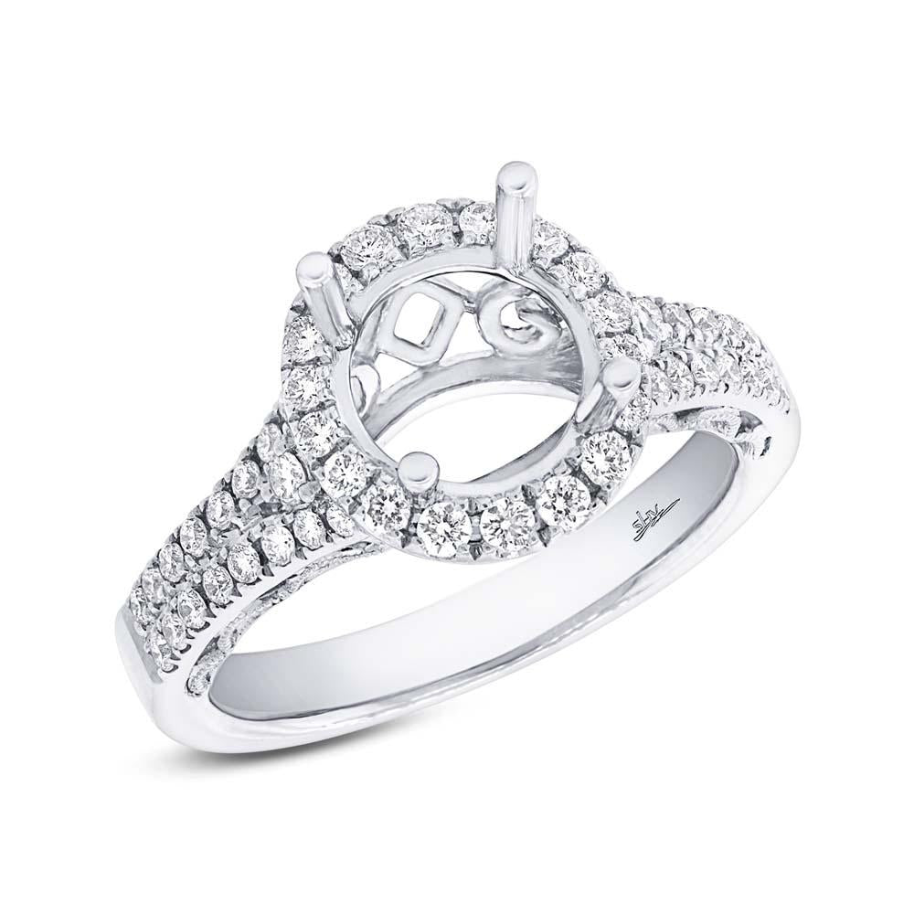 14k White Gold Diamond Semi-mount Ring for 1.75ct Center - 0.60ct