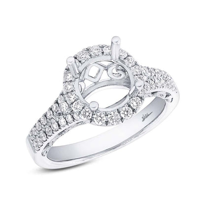 14k White Gold Diamond Semi-mount Ring for 1.75ct Center - 0.60ct