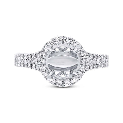 14k White Gold Diamond Semi-mount Ring for 1.75ct Center - 0.60ct
