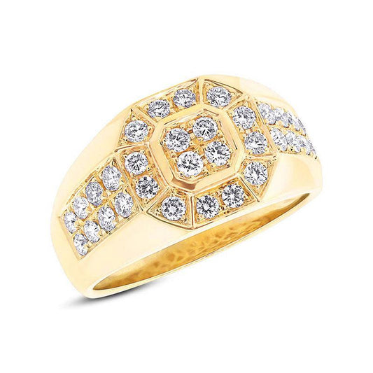 14k Yellow Gold Diamond Men's Ring - 1.18ct
