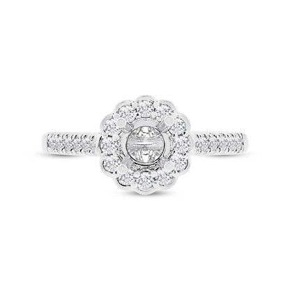 18k White Gold Diamond Semi-mount Ring for 0.50ct Center Size 6.5 - 0.39ct