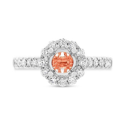 18k Two-tone Rose Gold Diamond Semi-mount Ring for 0.75ct Center - 0.58ct