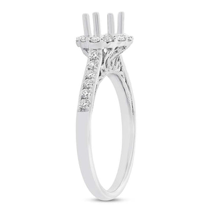18k White Gold Diamond Semi-mount Ring for 0.50ct Center - 0.41ct