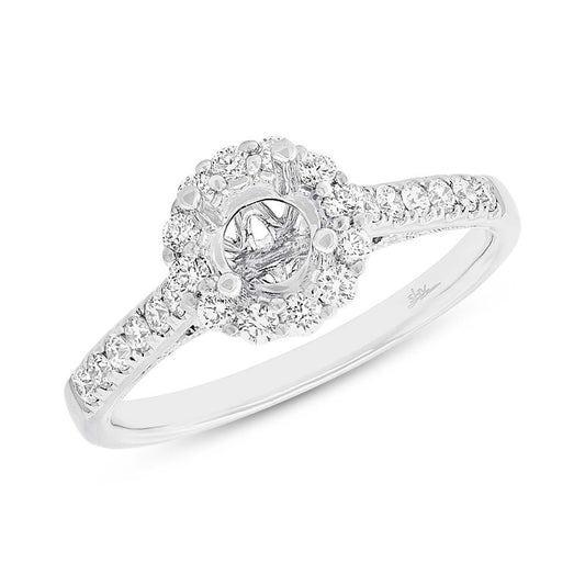 18k White Gold Diamond Semi-mount Ring for 0.50ct Center - 0.41ct