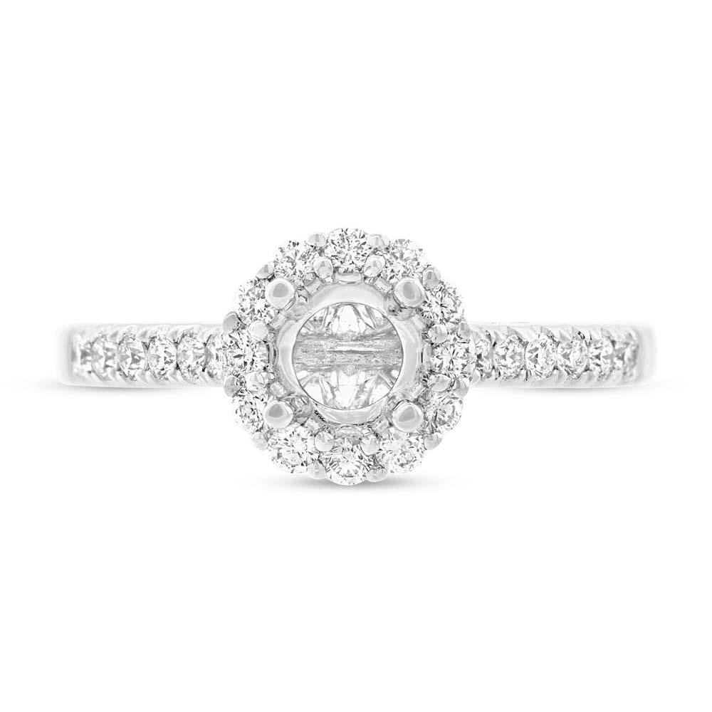 18k White Gold Diamond Semi-mount Ring for 0.50ct Center Size 6.5 - 0.41ct