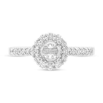 18k White Gold Diamond Semi-mount Ring for 0.50ct Center Size 6.5 - 0.41ct