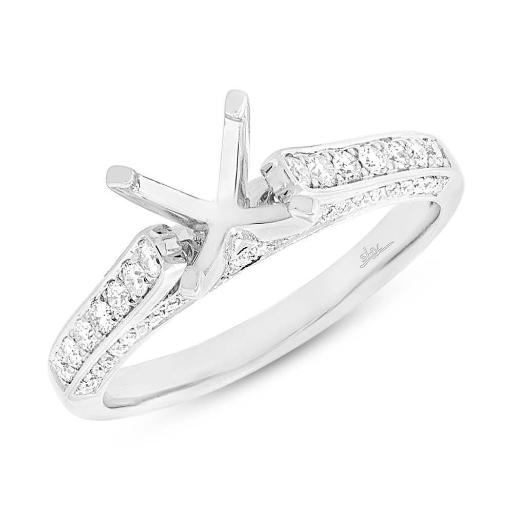 14k White Gold Diamond Semi-mount Ring for 1.50ct Center - 0.39ct