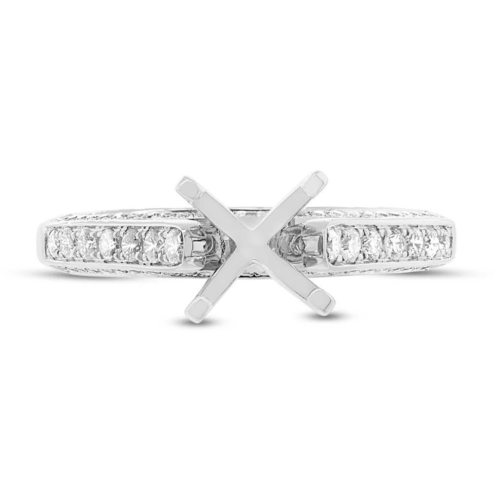 14k White Gold Diamond Semi-mount Ring for 1.50ct Center - 0.39ct