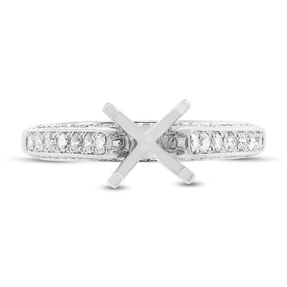 14k White Gold Diamond Semi-mount Ring for 1.50ct Center - 0.39ct