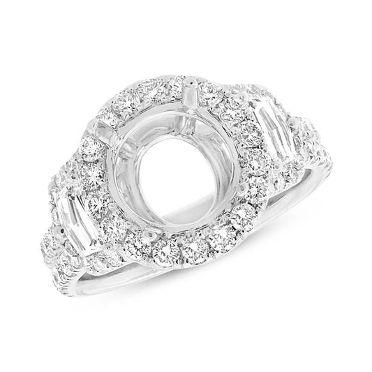 18k White Gold Diamond Semi-mount Ring for 3.00ct Center - 2.10ct