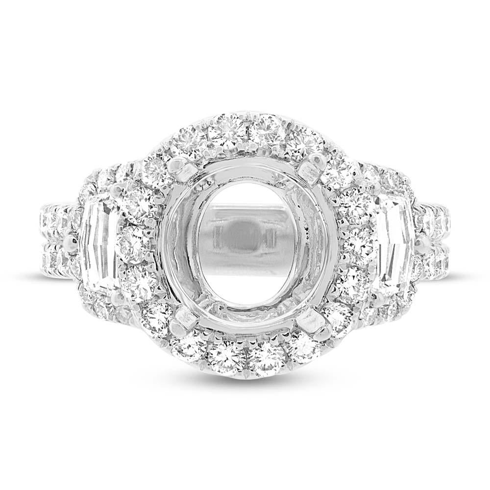 18k White Gold Diamond Semi-mount Ring for 3.00ct Center - 2.10ct