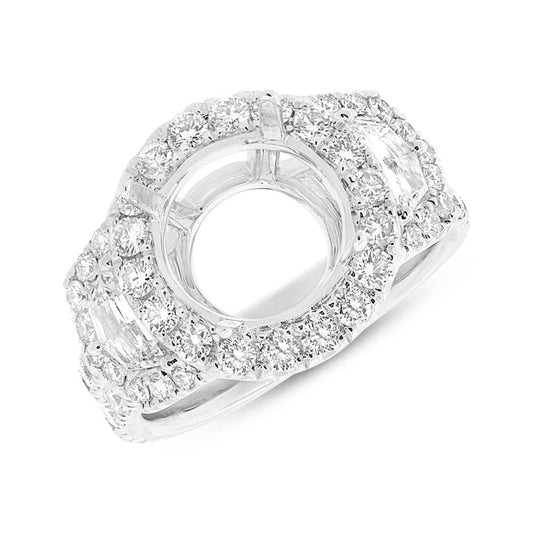 18k White Gold Diamond Semi-mount Ring for 3.50ct Center - 2.30ct