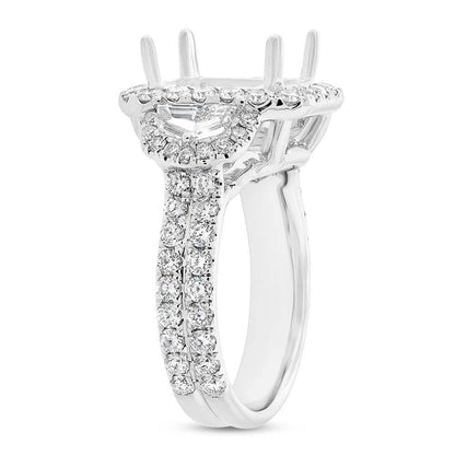 18k White Gold Diamond Semi-mount Ring for 11x9mm Center - 2.30ct