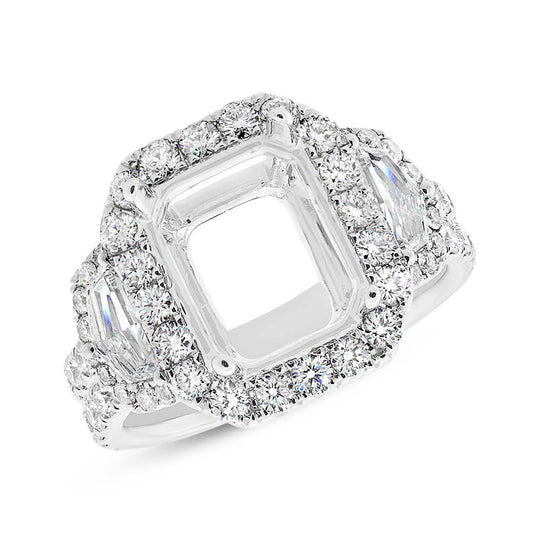 18k White Gold Diamond Semi-mount Ring for 11x9mm Center - 2.30ct