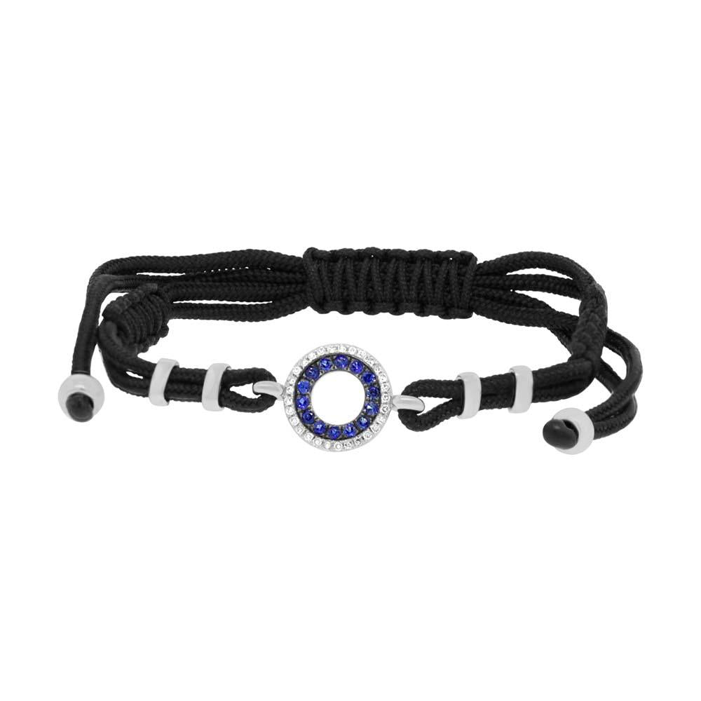 Diamond & 0.20ct Blue Sapphire 14k White Gold Bracelet