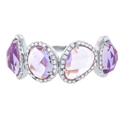 Diamond & 3.47ct Amethyst 14k White Gold Ring - 0.27ct