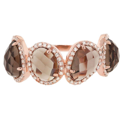Diamond & 3.43ct Smokey Topaz 14k Rose Gold Ring - 0.27ct