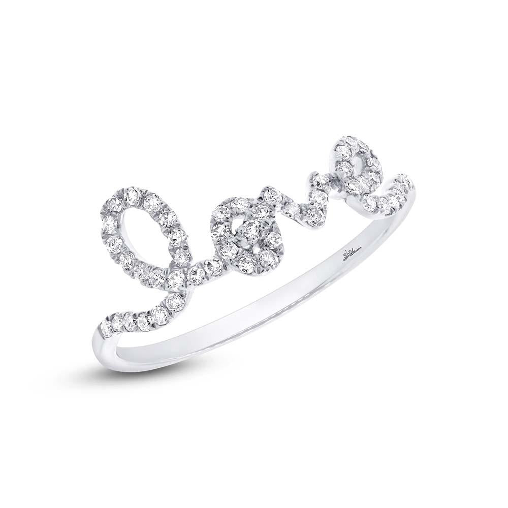 14k White Gold Diamond ''Love'' Ring - 0.28ct