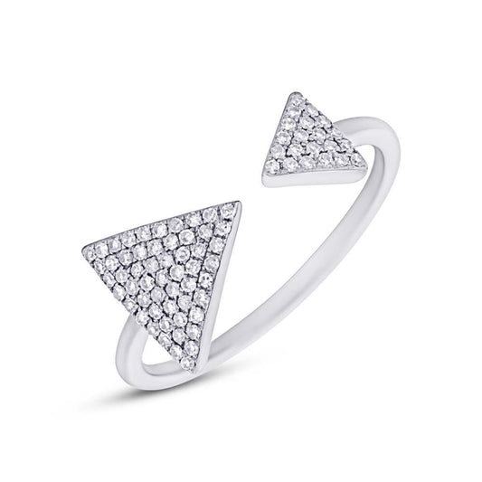14k White Gold Diamond Triangle Lady's Ring - 0.21ct