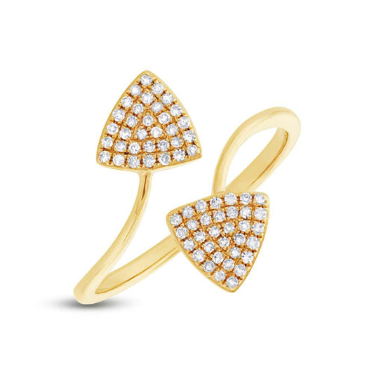 14k Yellow Gold Diamond Triangle Lady's Ring - 0.18ct