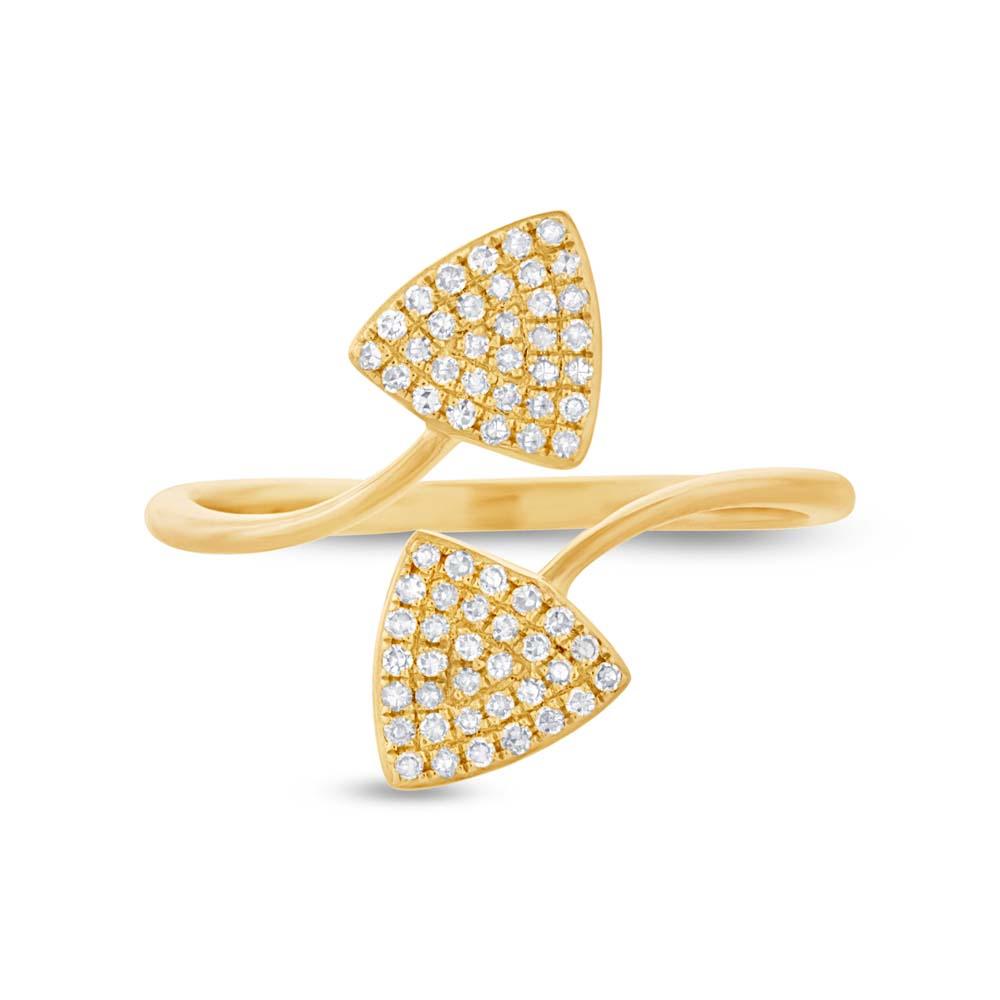 14k Yellow Gold Diamond Triangle Lady's Ring - 0.18ct