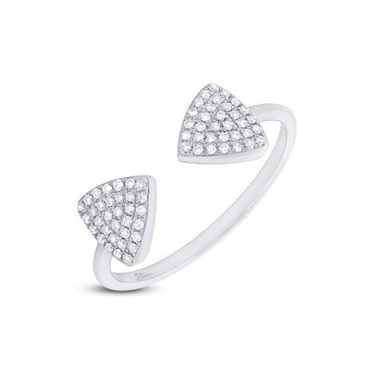 14k White Gold Diamond Triangle Lady's Ring - 0.18ct