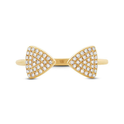 14k Yellow Gold Diamond Triangle Lady's Ring - 0.18ct