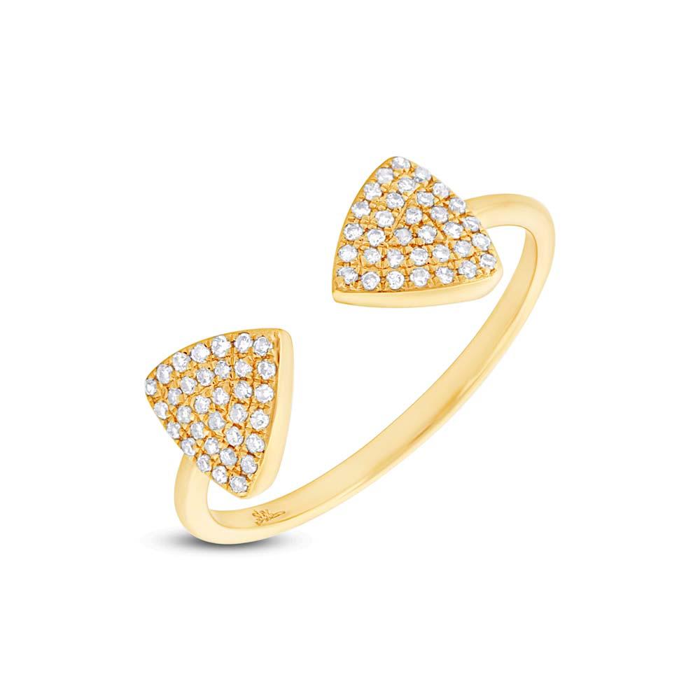 14k Yellow Gold Diamond Triangle Lady's Ring - 0.18ct